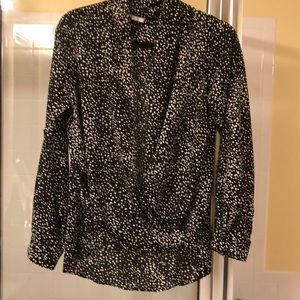 Polka Dot mock wrap blouse